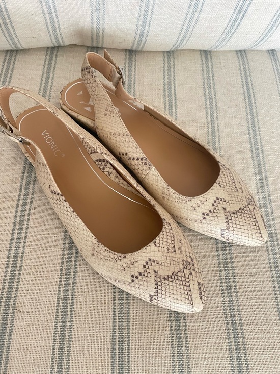Vionic Shoes - Vionic Jade Snakeskin Slip On Slingback Flats with Arch Support US 8